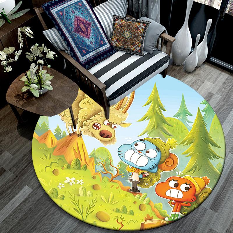 The Amazing World of Gumball3 Round Area Rug,Carpet Rug for Living Room Bedroom Sofa Playroom Decor,Non-slip Floor Mat