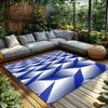 Tuniu Geometric Blue White Modern Rug Non-Slip Area Floor Mat for Living Room Bedroom