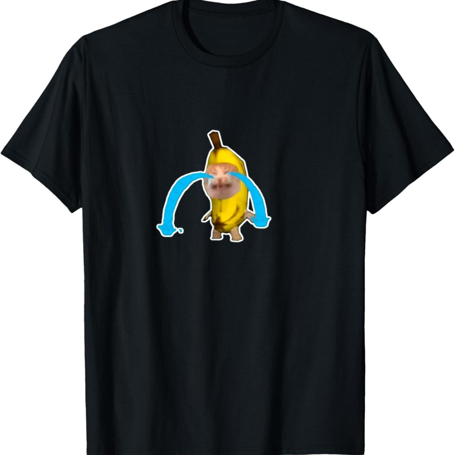 Crying Banana Cat Meme T-Shirt for Men Women S