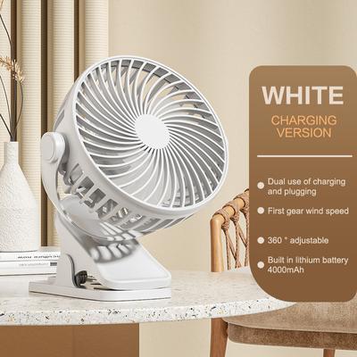 Portable Clip-on Electric Fan, Small Electric Fan, Suitable for Home and Office,Outdoor Office Desk, Large Capacity USB Charging