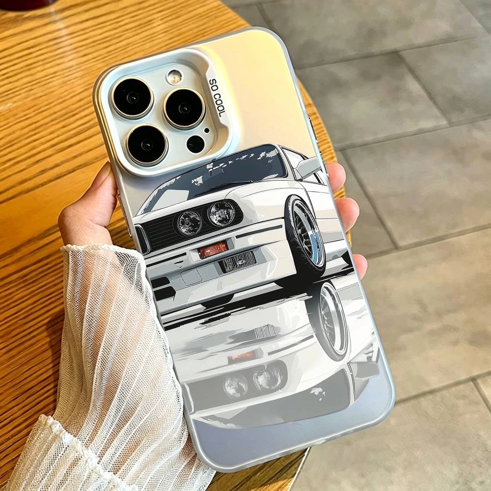 E30 CAR Phone Case For iPhone 17,16,15,14,13,12,11 Plus,Pro Max,XS,Colorful Silver White Cover