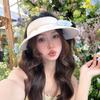 Bow headband, empty top hat, large brim, female summer outdoor cycling without turning over sun hat, sun protection hat, cute Mengmeng