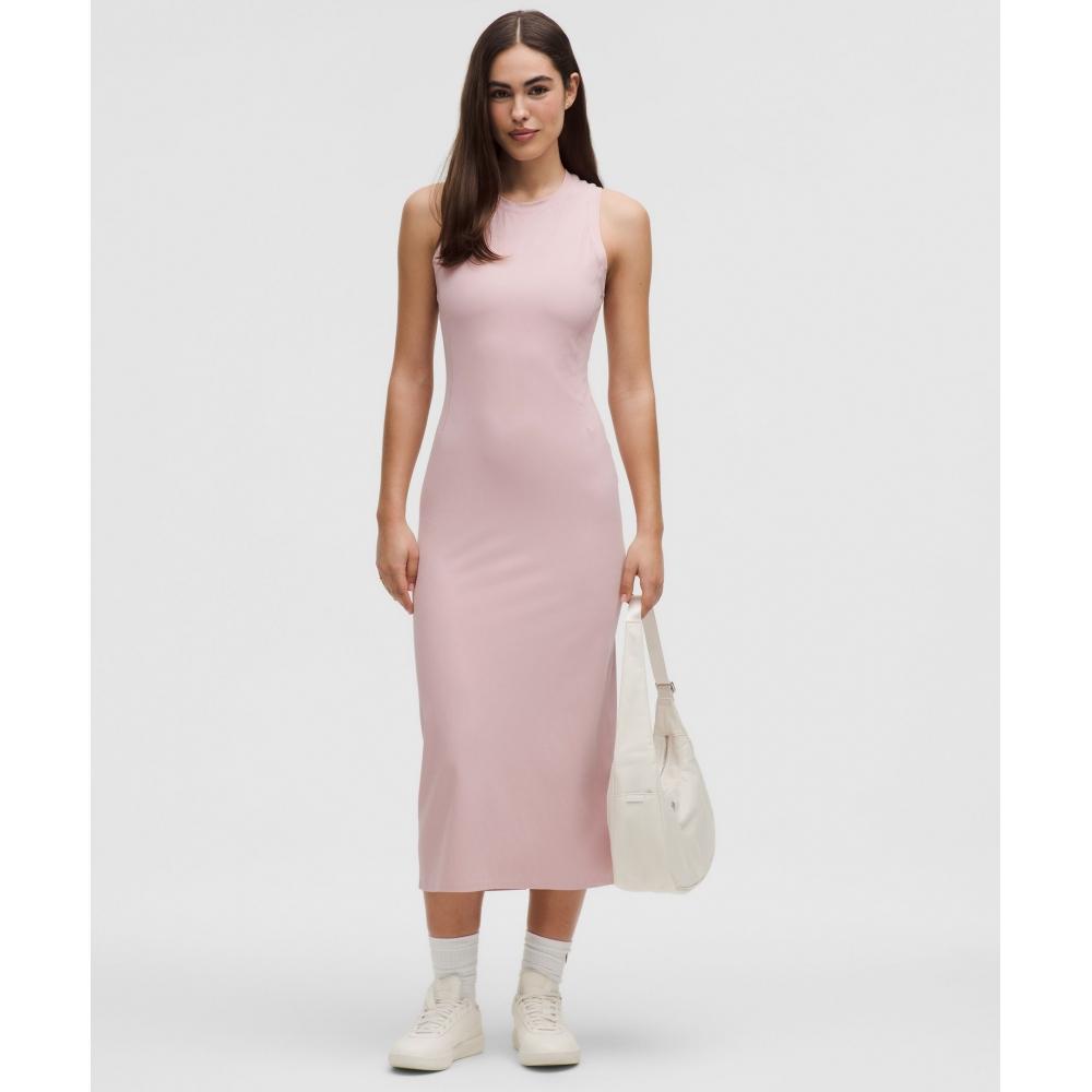 

Lululemon All Aligned Ribbed Midi Dress Pink Haze 8