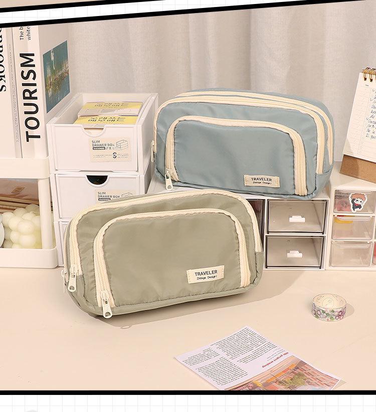 Minimalist Japanese-Style Pencil Case 2023: Large-Capacity Stationery Box for Students, Unisex