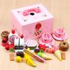 Children's Simulation Play House Cosplay Pink Afternoon Tea Cake Roll Afternoon Tea Group Chicele Wooden Toy