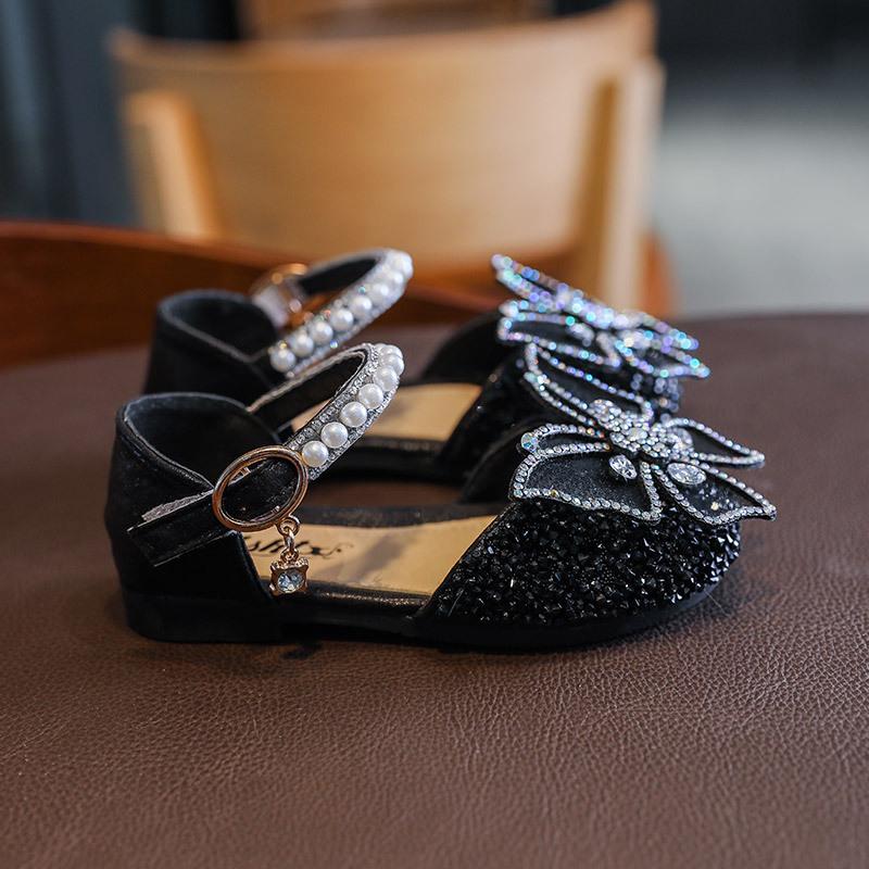 2023 Frühling/Sommer Koreanische Strass Weichsohle Mädchensandalen - Prinzessinnenstil Tanzschuhe