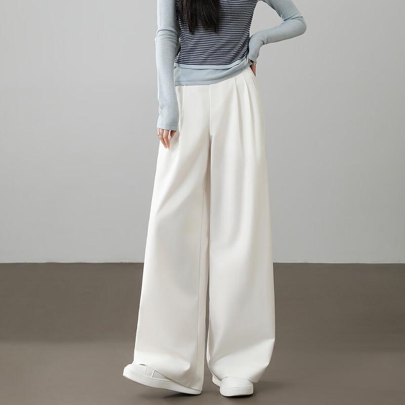 Pleated Waist Straight-Leg Casual Pants