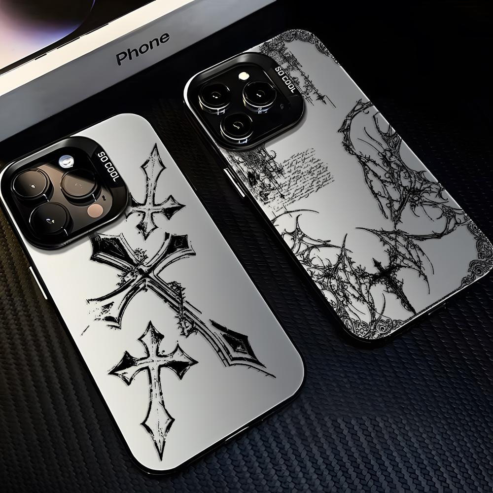 Phone Case For iPhone 17 16e 16 15 14 13 12 11 mini Pro Max X XR 8 7 Air Plus Anti Fall Matte Back Cool dark gothic cross mark