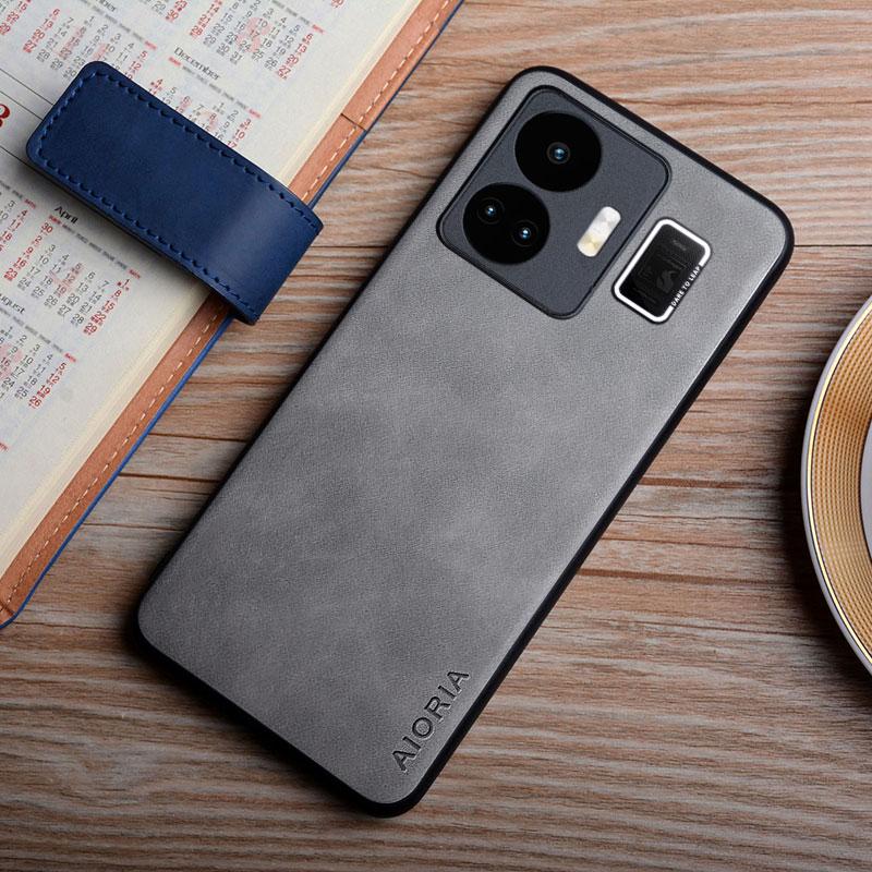 

Чехол для Realme GT 3 GT2 Pro, легкий, шелковистый, устойчивый к отпечаткам пальцев, прочный матовый кожаный чехол для Realme GT3 Realme GT2 светло-серый