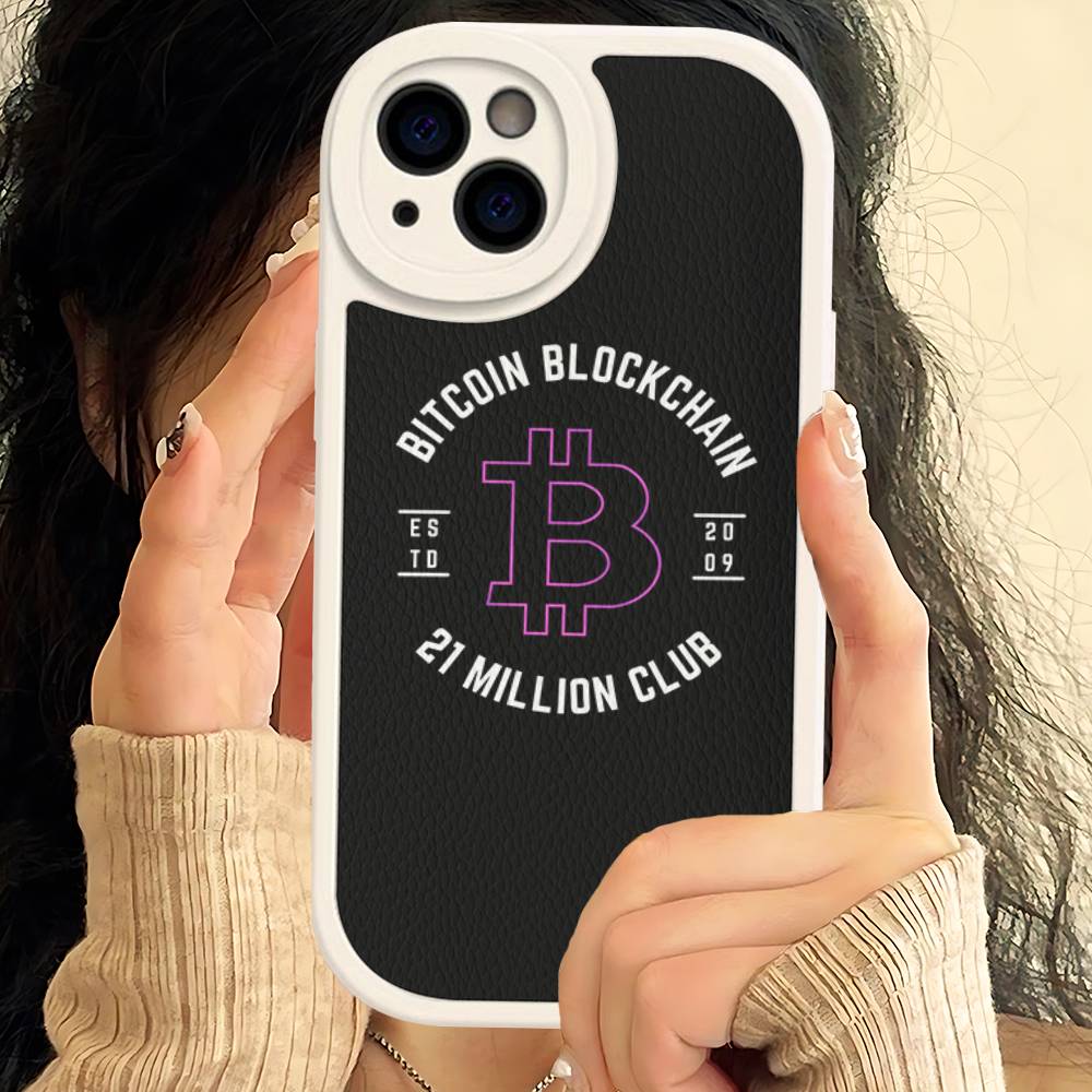 

Bitcoin Phone Case Hard Leather For IPhone 14 13 16 Mini 15 14 11 12 Pro Max Plus Fundas iphone XR