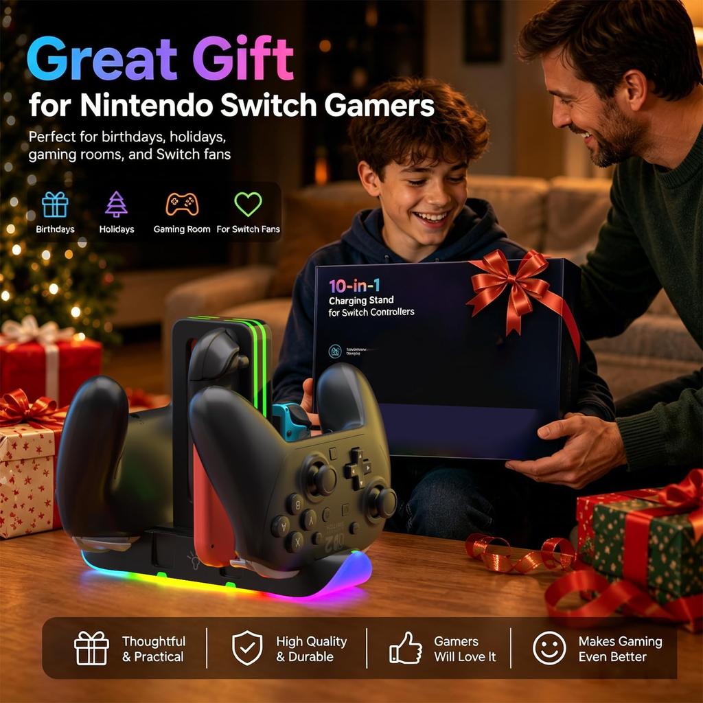 RGB Charging Dock for Switch 2 Controllers 6-in-1