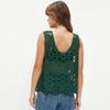 DIMANAF 2025 T-Shirt Women Knitting Lace Vest O-Neck Hollow Summer Style Basic Tops Tees Loose Clothing