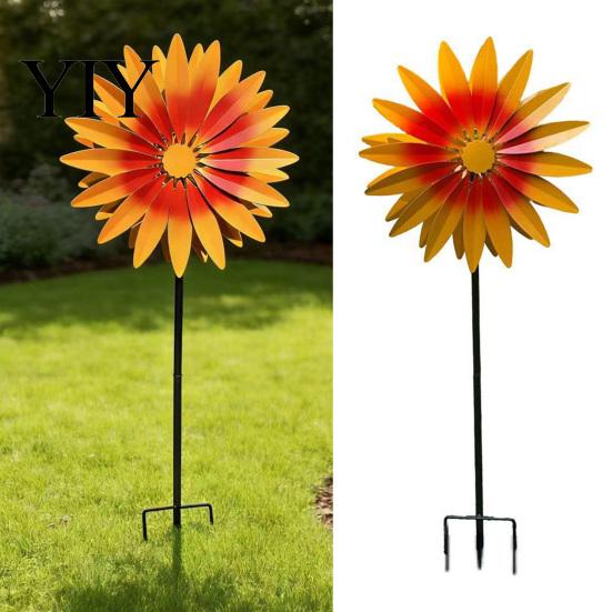 Rustic Metal Art for Lawn Sunflower Garden Stake, Spinning Flower Yard Ornament, Rustproof Stakes Decor Outdoor Patio Decoration Spinner Windowsill
