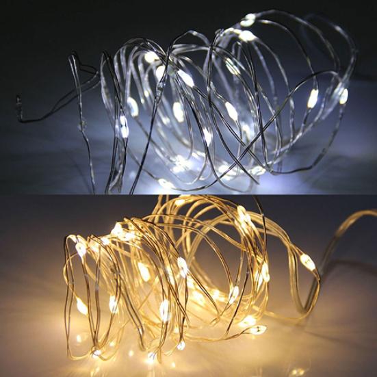 Romantische 20 LED-Lichterketten, Drahtlicht, Sternenschnur, batteriebetriebene Mini-Lichter