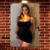 Sexy Black Lace Dress Model Tin Sign Metal Poster for Home Decor Garage Bar x Inch