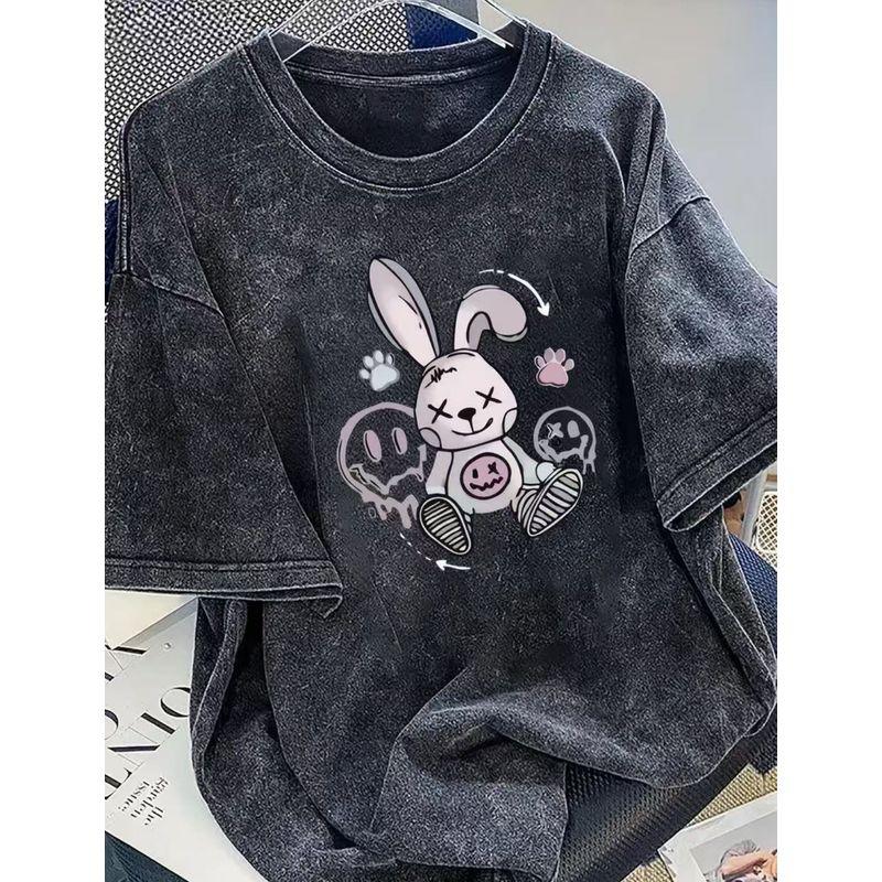 Western Style New Fashion Print Loose Casual Short sleeve Cotton T-shirt Top Printed Loose T-shirt