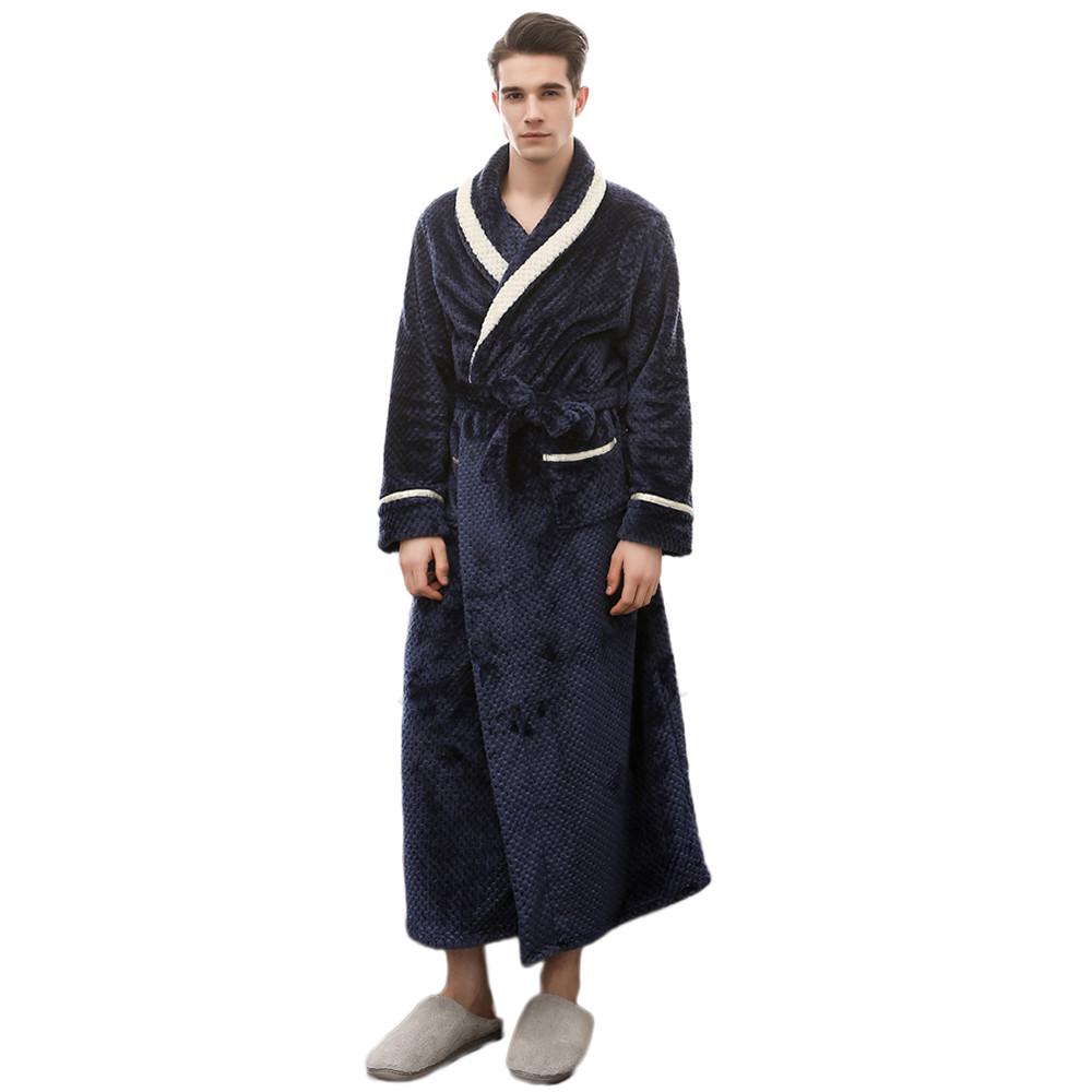 Unisex-Winter-Bademantel mit verlängertem Coralline-Plüschschal und langen Ärmeln