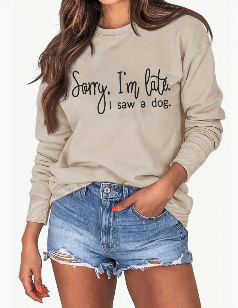 2023 Autumn/Winter Cross-border Supply Amazon Women's Letter Print Solid Color Sweatshirt Factory Direct Sales Production