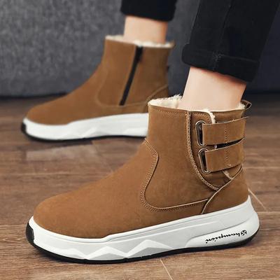 Cotton Shoes Men 2024 New Outdoor Plush Warm Fashionable Anti Slip Snow Boots Trend Flat Bottomed Casual Shoes Platform