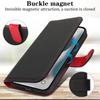 For iPhone 13 Pro Stand Case Litchi Texture Genuine Cow Leather Wallet Phone Cover RFID Blocking