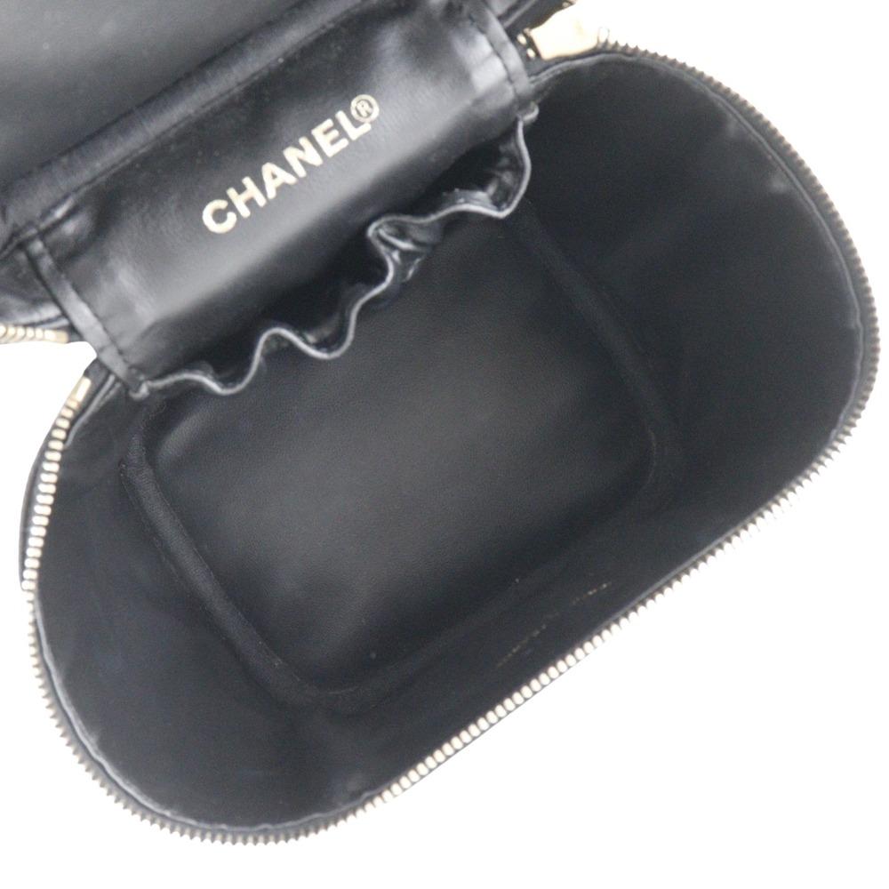 CHANEL Vanity Pouch A01998 COCO Mark Handbag black Caviar skin Women Used