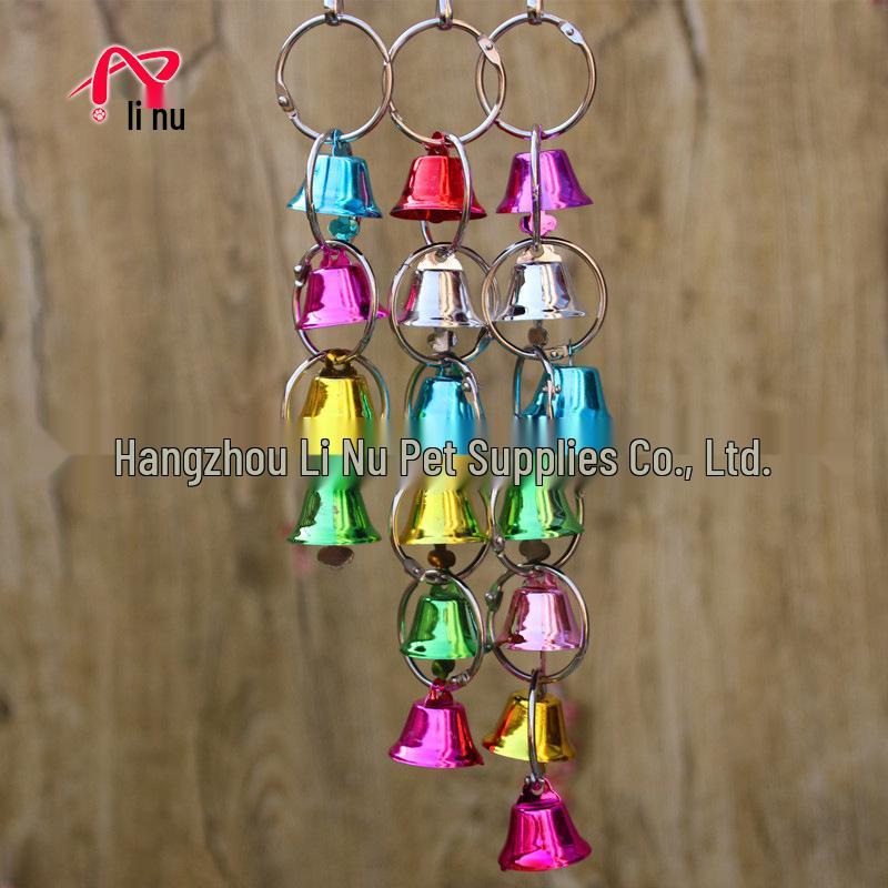 

Tanuki Bird Toy with Bell Chain for Parrots – Hanging, Bite-Resistant Ornament 4 Open Bell String