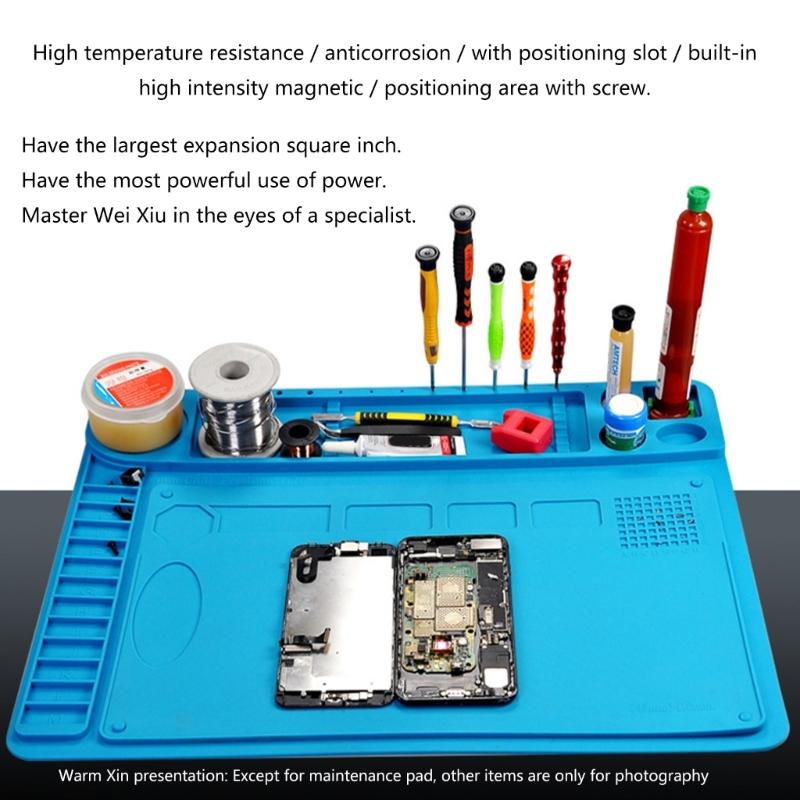 Silikon Lötpad Schreibtischplattformmatte für Lötstation Lötkolben Telefon PC Reparatur Magnetisch Hitzebeständig