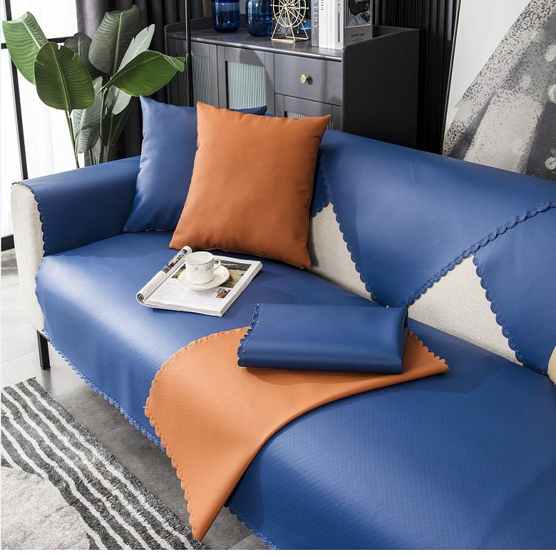 Autumn and Winter PU Leather Sofa Cushion Four Seasons Waterproof Non-Slip Pet Urine-Proof Non-Stick Wool Nordic Modern Cover Towel Disposable