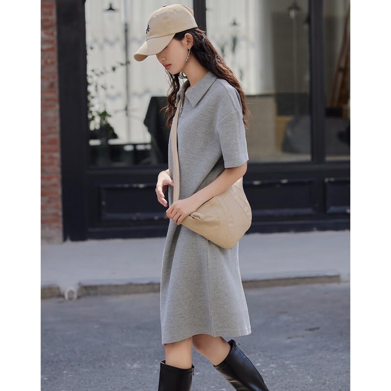 Demana Waffle Knit Polo Collar Short Sleeve Dress