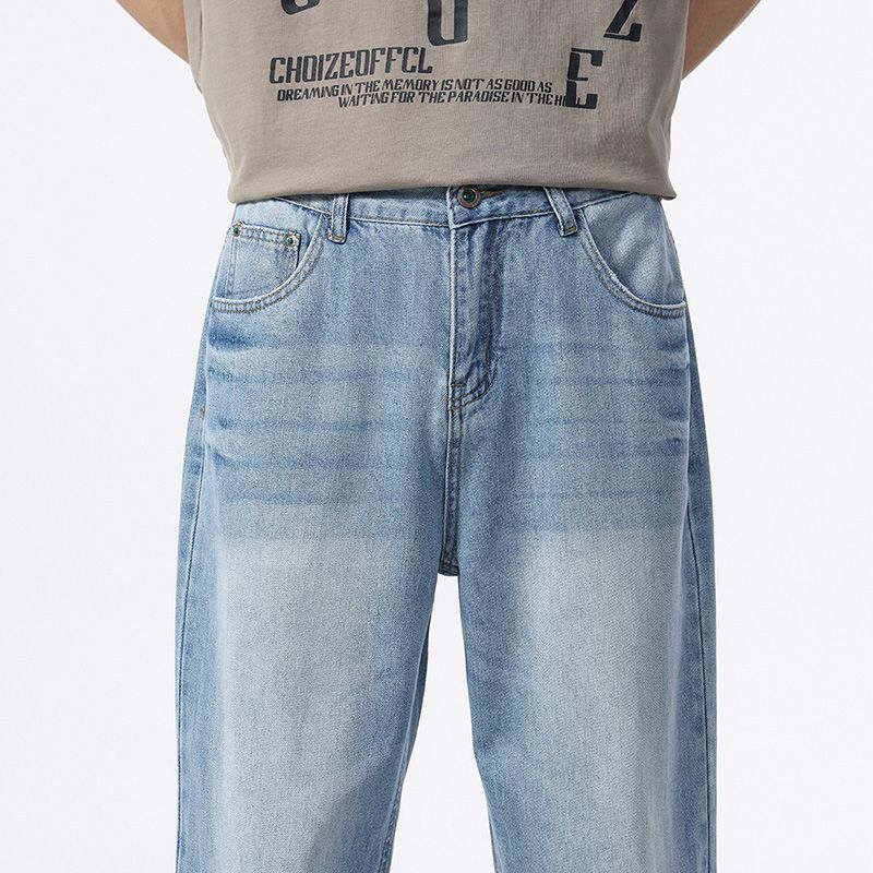 Spring, Summer and Autumn New High-end European and American Lyocell Tencel Loose Straight Jeans Men's Trendy MEN
