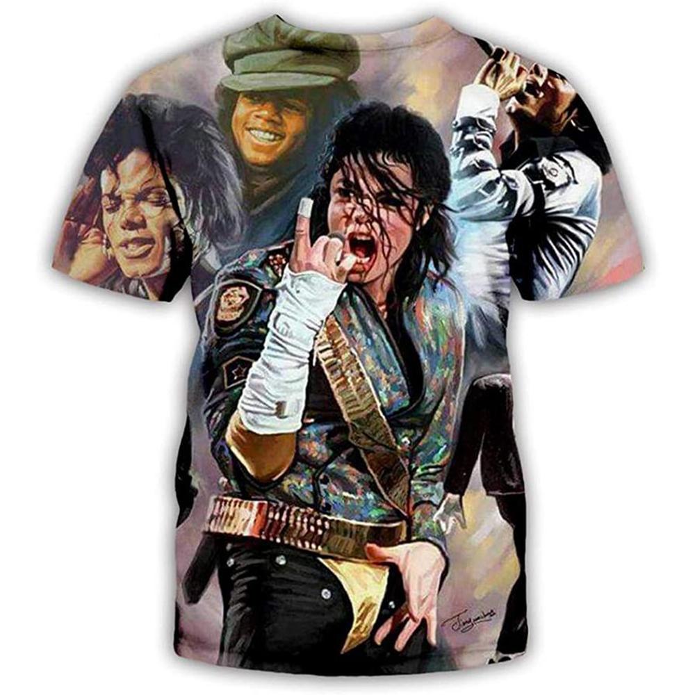 Summer Fashion Michael Jackson Hip-hop Singer Retro Cool Casual Men Harajuku Streetwear Short Sleeved