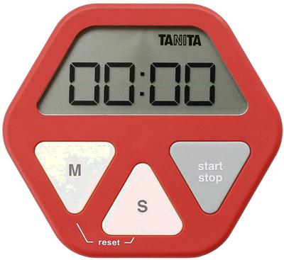 Tanita Küchen-Studien-Timer mit Saug-Timer, der an Tasse befestigt wird, Dünn, Rot, TD-410 RD, Glas, D7.0xB10.0xH0.9cm