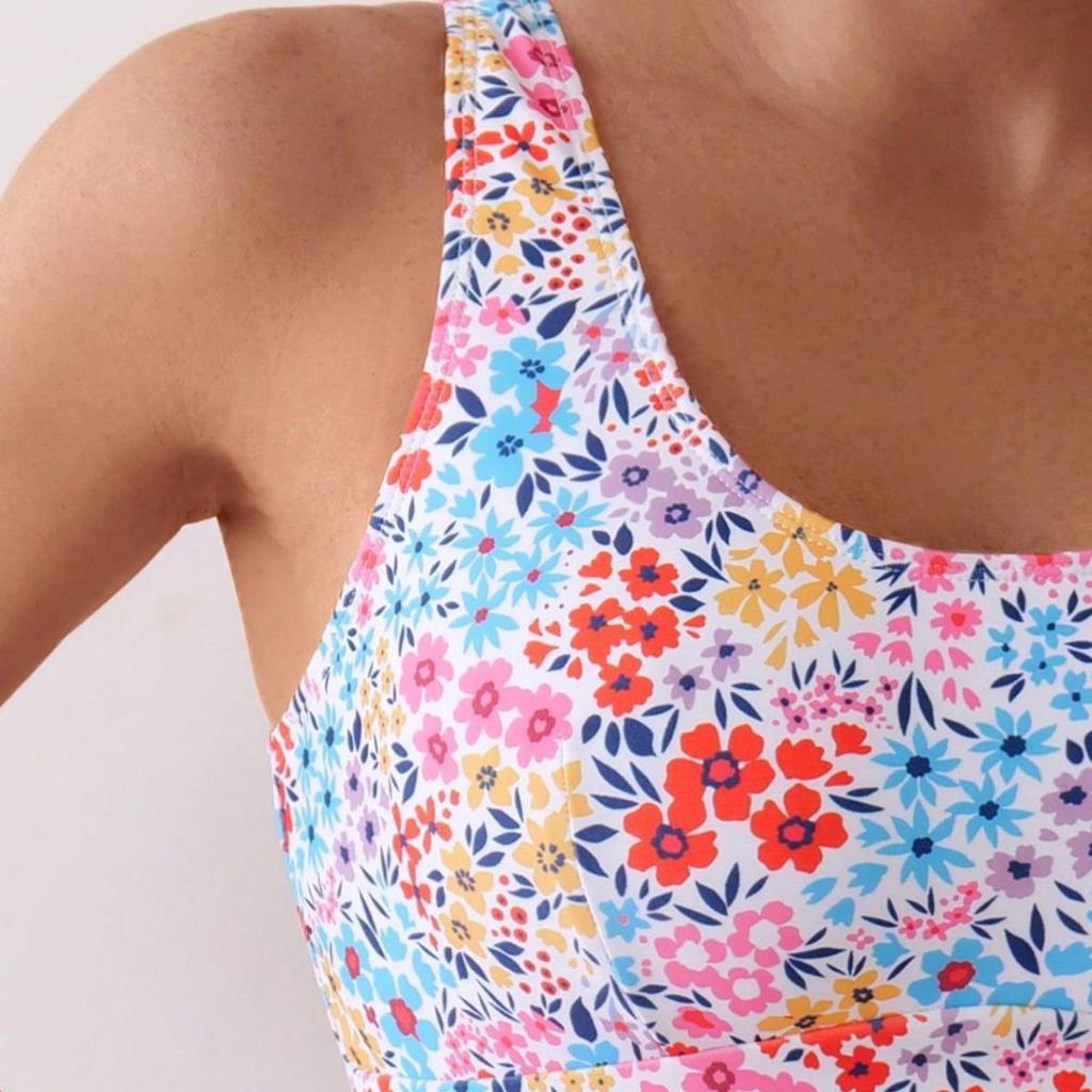 European & American Women's High-Waist Backless Print One-Piece Swimsuit