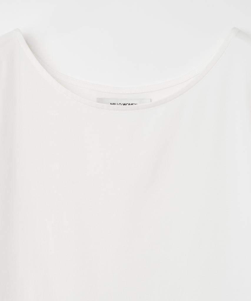 MILLO WOMEN Soft Binding Boat Neck T-Shirt [Ivory]
