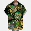Hawaiian Beach Harajuku Shirts For Men 3D Print Beer Short Sleeve Tees Summer Vacation Style Single-Breasted Tops Lapel
