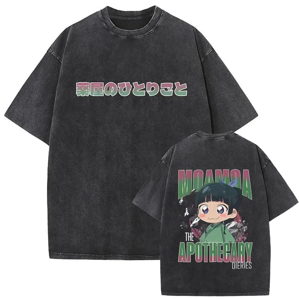 Kusuriya No Hitorigoto Cartoon T-shirt Gothic Vintage Washed Oversized T Shirt Men's Unisex Clothes Top
