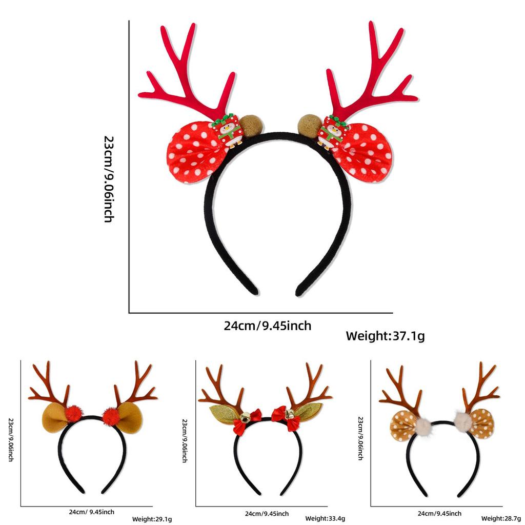 Adorable Brown Reindeer Antlers Headband With Red Pom Poms For Christmas Parties