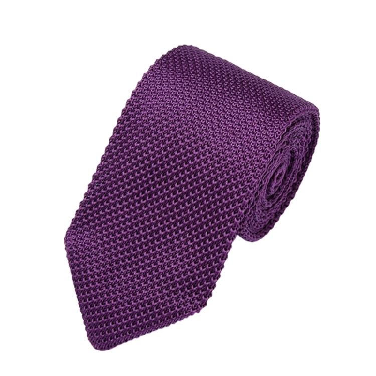 Solid Color Necktie Flexible Knitted Tie Easy Maintenances Polyester Fabric Neckwear for Work Holiday Formal Event