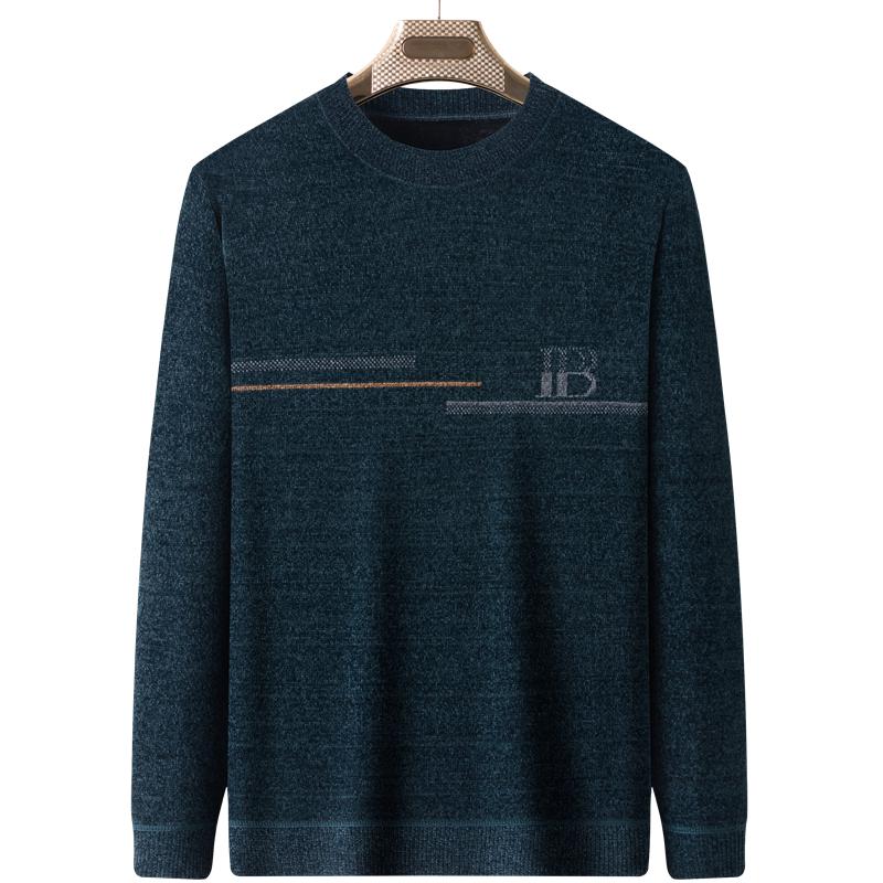 Men's Plus Velvet Thickened Chenille Sweater: Warm Winter Knitwear for Middle-Aged and Elderly Dads