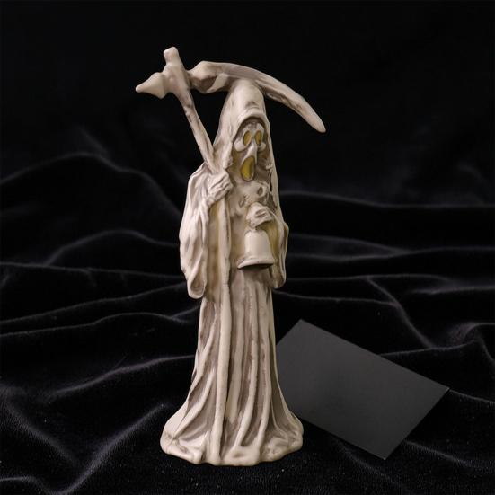 Halloween Scythe Night Light, Grim Reaper LED Desktop Decor, Warm Glow Ornament for Spooky Party Home