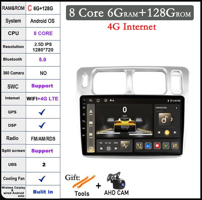 Car Radio For Mitsubishi Pajero iO 1998 - 2007 Android 14 4G+WIFI Android Auto Carplay GPS Navigation Player