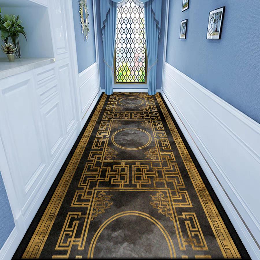 European Style Luxury Corridor Carpet Home Decoration Living Room Non-slip Runner Long Rug Hotel Stair Entryway Customizable Mat