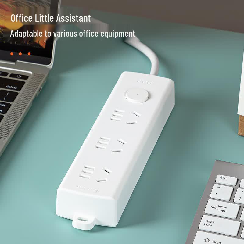 Deli Pearl White Series Safety Power Strip with Master Switch CN Plug (adapter Included)
