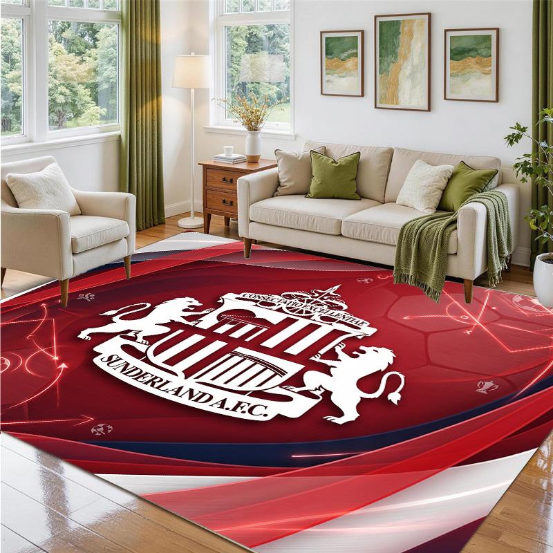 Sunderland Football Design Crystal Velvet Rug Soft Decorative Mat for Bedroom Entrance
