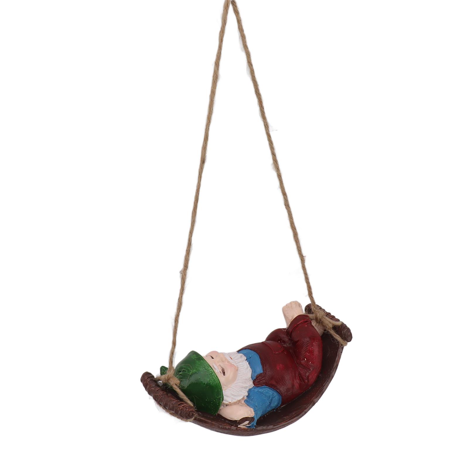 

Dwarf Swing Sculpture Ornaments Resin and Twine Lovely 7.5in Resin Dwarf Swing Sculpture for Patio Lawn Porch Red красный