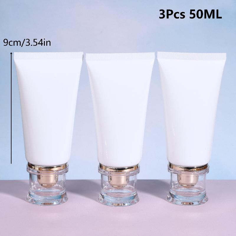 3Pcs 50/100Ml White Empty Cosmetic Squeeze Tubes Travel Dispensing Tubes Refillable Containers For Lotion Cream Facial Cleaner
