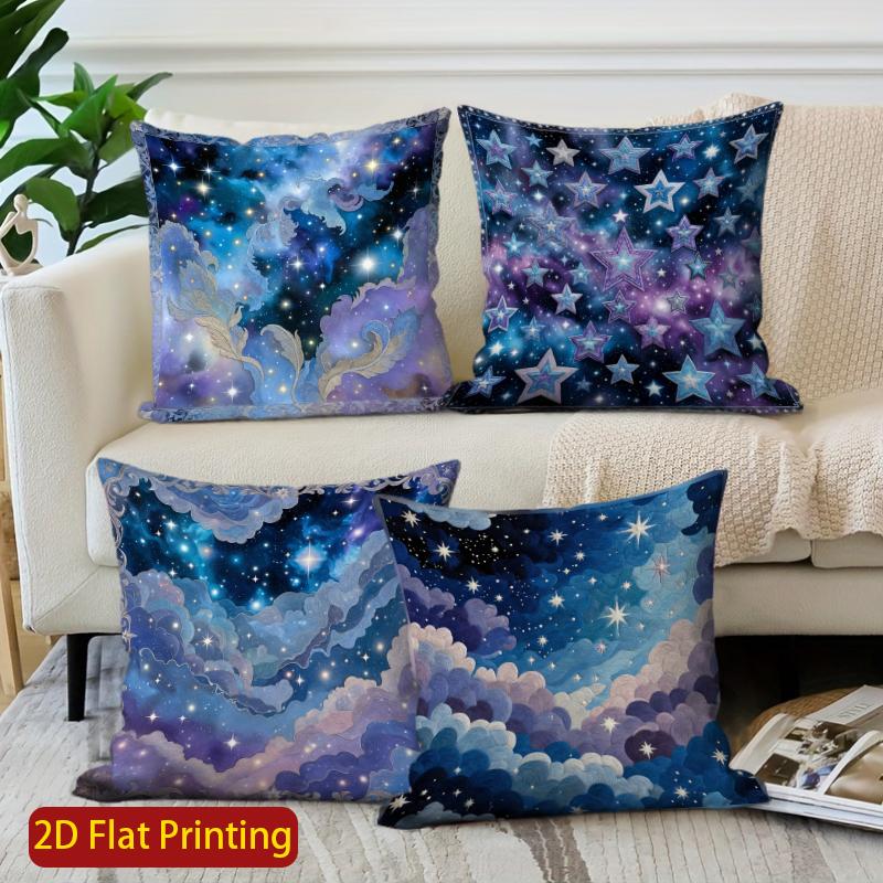 2D Starry Sky Clouds Pillow Covers For Cosy Decor Pattern Cushion Cover Suitable For Sofa Bedroom Car Pillow Cover