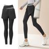 Women's High Waist Yoga Pants Fake Two Piece Quick Dry