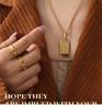 Qiong Yao Hip Hop 26-Letter Square Pendant Necklace, Clavicle Chain, 18K Gold Plated Titanium Steel.