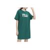 Fila American Series Logo Print Loose Simple Casual Comfortable Round Neck Short Sleeve Dress Women Dresses Chrysanthemum-Green F11W329315FTQ